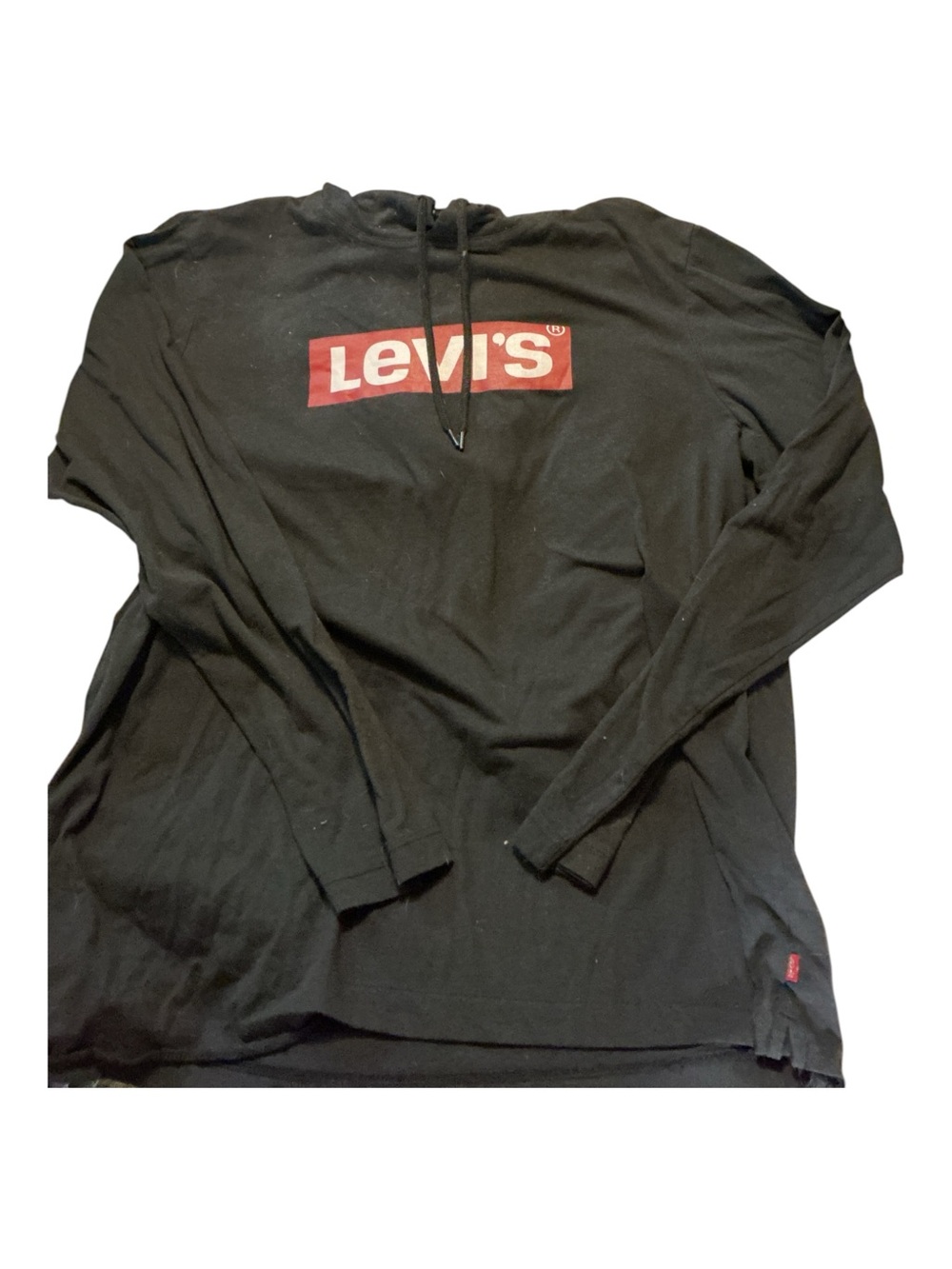 Levi's Black Long-Sleeve Hoodie Tee with Red Logo